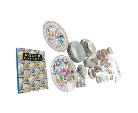 Poole Pottery, floral pattern, charger, together with Poole Pottery book, vases, dishes plates etc
