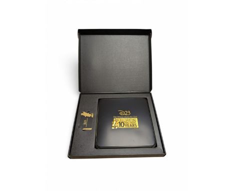 Disney Fan Club D23 Gold Member 10 Year Anniversary enamel pins set, boxed