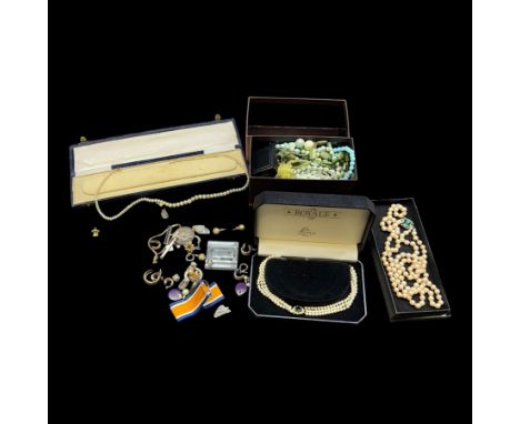 Two pairs of 9ct gold hoop earrings, single 9ct gold earring, war medal and a collection of costume jewelleryCondition Report