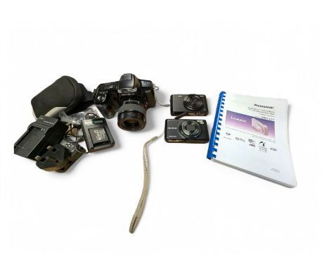 Panasonic Lumix DMC-LF1 digital camera, with charger and instruction booklet, together with a Minolta Dynax 5000i SLR camera 