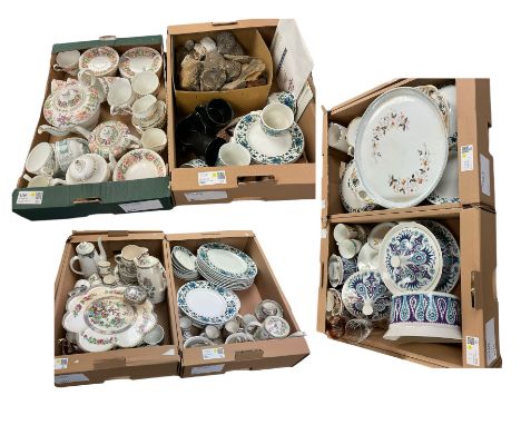 Coalport Revelry Adams Grean teapot, milk jug cups and saucers, together with Midwinter tea wares, Paragon and other ceramics
