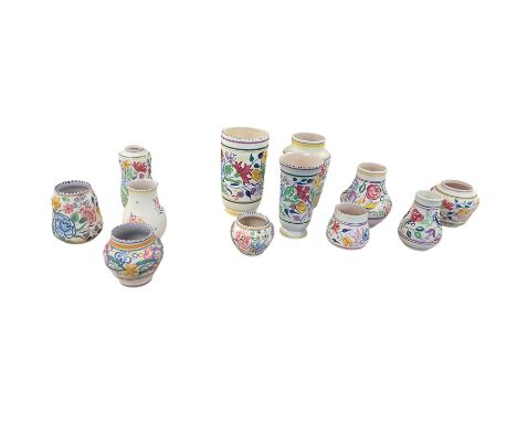 Poole pottery, floral pattern, twelve vase, largest H24cm