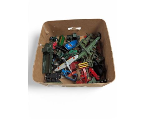 Collection of diecast vehicles, including aeroplanes, military and farming vehicles, by Dinky Toys, Crescent Toys and Lesney 