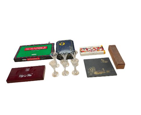 Collection of games including dominos and scrabble together with other collectables  
