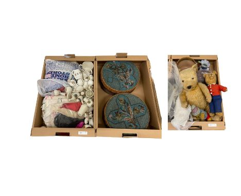 Collection of crested wares, including W.H. Goss examples together with ceramics, truncheon, pair of footstools etc, in three