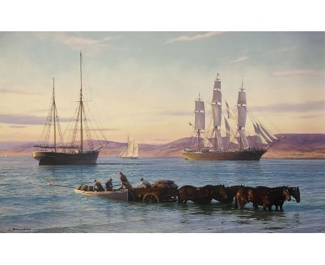 John Steven Dews (British 1949-): ‘Sunrise - Spencer Gulf’, limited edition print on canvas numbered 21/300, 70cm x 111cm