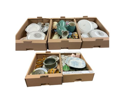 Collection of ceramics, including dinnerware from Denby, Royal Doulton etc in five boxes 