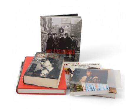 Collection of Rolling Stones books, including Stoned, Life Keith Richard Autobiography, Bill Wyman Stone Alone, with signatur