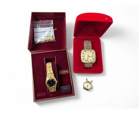 Gold plated Gruen ladies wristwatch, Sekonda watch face and a gentlemen's Avia 17 Jewels Incabloc wristwatch, both boxed