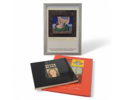 Peter Blake (British 1932-): 'The Owl & the Pussycat', exhibition souvenir print signed 16.5cm x 17.5cm together with a corre