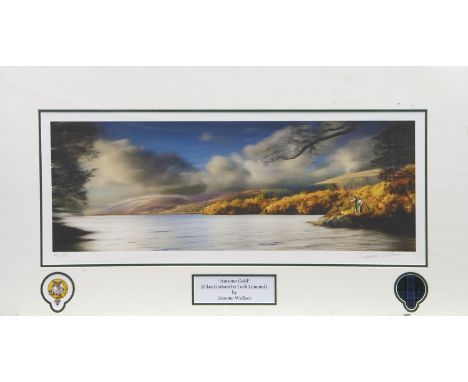 GRAEME WALLACE, AUTUMN GOLD (CLAN GRAHAM BY LOCH LOMOND) print on paper, signed in pencil, limited edition 4/4 Mounted 40cm x