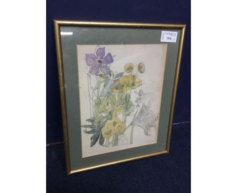 TWO PRINTS AFTER CHARLES RENNIE MACKINTOSH, each mounted, framed and under glass, 32cm x 27cm overall, along with four other 