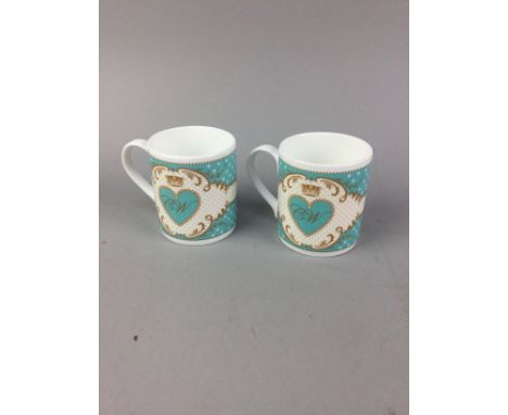 PAIR OF ROYAL WORCESTER COMMEMORATIVE CUPS, along with a Royal Worcester 'Evesham' pattern dinner ware and other ceramics