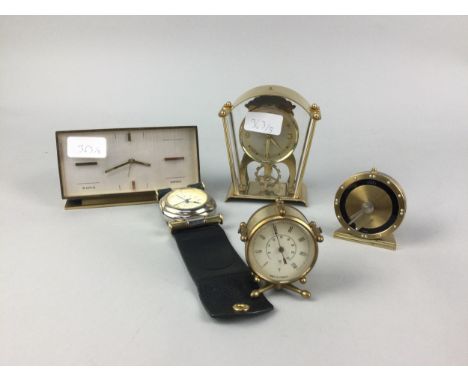 MID CENTURY MANTEL CLOCK, 8cm high, along with four other mantel clocks (5)
