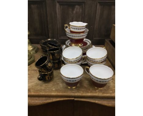 SALSBURY TEA SERVICE, with red and gilt decoration, along with a Giannis Greek part coffee service