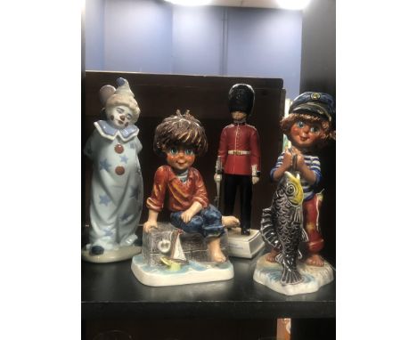 GOEBEL FIGURE OF 'FISHERMANS LUCK' BY MICHEL T, 23cm high, along with other Goebel figures, including 'Sailor Boy' by Michel 
