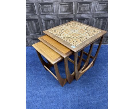 RETRO NEST OF THREE TILE TOPPED TABLES, 50cm wide