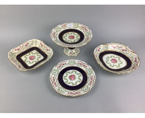 COLLECTION OF AYNSLEY DINNERWARE, decorated with flowers on a blue, gilt and cream ground, along with Spode dinner ware