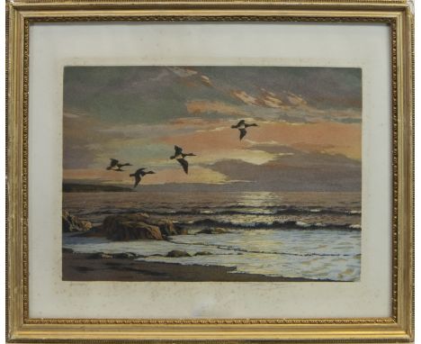 WINSTON MORGAN, SUNDOWN print on paper, signed, artist's proof 25cm x 34cm Mounted, framed and under glass