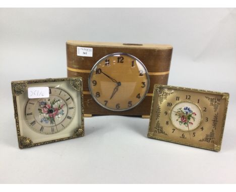 EARLY 20TH CENTURY SAVINGS MANTEL CLOCK, 19cm high, along with three other mantel clocks (4)