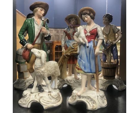 GOEBEL COUNTRY CHARACTER SERIES FIGURE, of a boy with scythe by Gerhard Bachman, 22cm high, along with ten other Goebel Count
