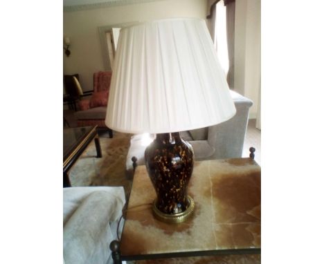 Heathfield And Co Ceramic Table Lamp Brown And Copper Pattern Brass Textured Base 75cm (Room 106 107) No Shade&nbsp;