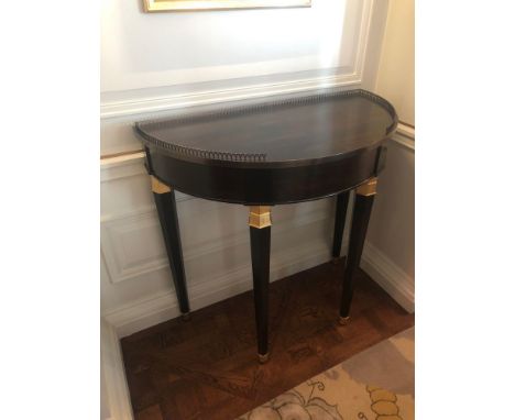 Demi Lune Console Table Wood And Gold With Tapered Legs And Bronze Feet 48 x 90 x 89cm (Room 217/8)