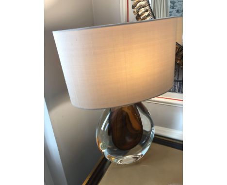 Heathfield And CO Mia Table Lamp Mouth-Blown Glass Features An Intense Drop Of Colour And A Satin Shade 50cm Tall (Room 206/7