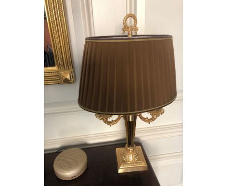 Laudarte Aretusa Twin Arm Table Lamp Bronze Lost-Wax Casting Antique Gilt Bronze Base And Column And Parts In Gold Finish Sil