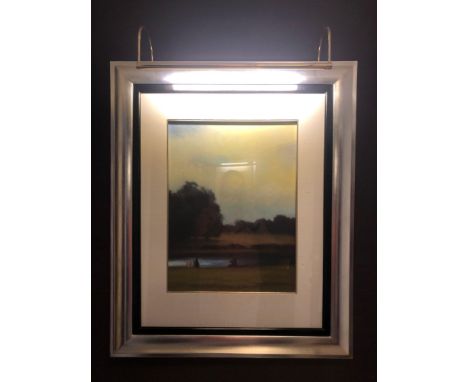 Lithograph Print Park Scene With 5 Figures Framed 80 x 60cm (Room 231)