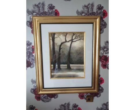 Lithograph Print Stark Winter Trees Framed 62 x 76cm (Room 140)