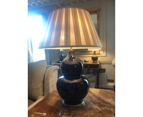 Heathfield And CO Double Gourd Brown Silhouette Table Lamp With Cream Pleated Lamp Shade 70cm (Room 217/8)