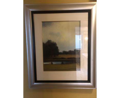 Lithograph Print Park Scene With 5 Figures Framed 80 x 60cm (Room 223)