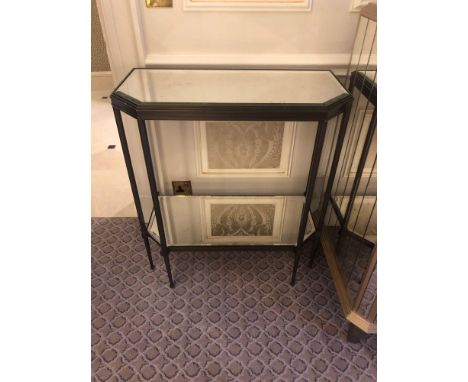 A Forged Metal Two Tier Console Table With Glass Shelves 70 x 36 (Room 209)