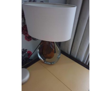 Heathfield And Co Mia Table Lamp Mouth-Blown Glass Features An Intense Drop Of Colour And A Satin Shade 50cm Tall (Room 140)