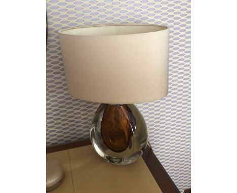 Heathfield And CO Mia Table Lamp Mouth-Blown Glass Features An Intense Drop Of Colour And A Satin Shade 50cm Tall (Room 236)