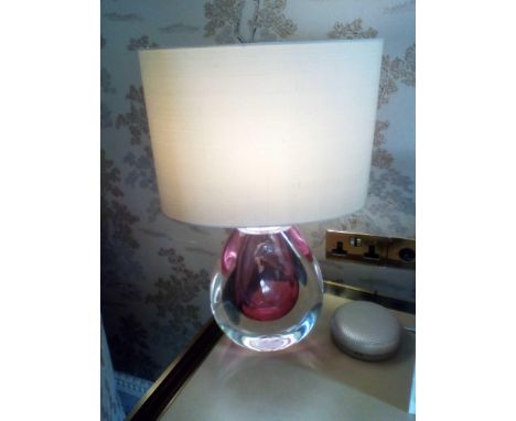 Heathfield And Co Mia Table Lamp Mouth-Blown Glass Features An Intense Drop Of Colour And A Satin Shade 50cm Tall (Room 106 1
