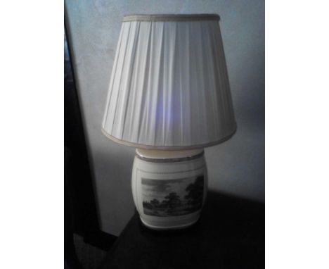 Spirit Barrell Ceramic Table Lamps Depicting The Seat Of Sir John Elvill, Bart At Englefield Green In Surry. Taken From An An