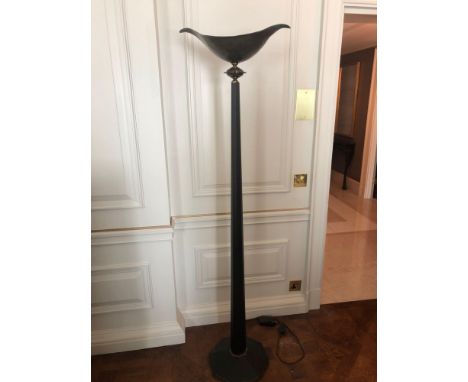 Heathfield And Co Torchiere Floor Lamp Black Column With Bowl Effect Metal Uplighter 173cm (Room 206/7)