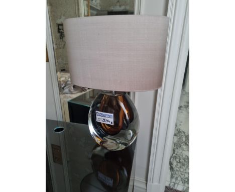 Heathfield And Co Mia Table Lamp Mouth-Blown Glass Features An Intense Drop Of Colour And A Satin Shade 50cm Tall ( Room 232)
