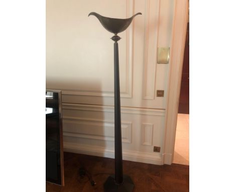 Heathfield And Co Torchiere Floor Lamp Black Column With Bowl Effect Metal Uplighter 173cm (Room 217/8)