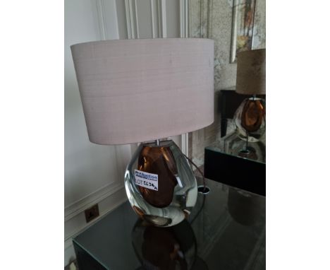 Heathfield And Co Mia Table Lamp Mouth-Blown Glass Features An Intense Drop Of Colour And A Satin Shade 50cm Tall ( Room 232)