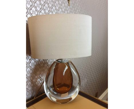 Heathfield And Co Mia Table Lamp Mouth-Blown Glass Features An Intense Drop Of Colour And A Satin Shade 50cm Tall (Room 127)