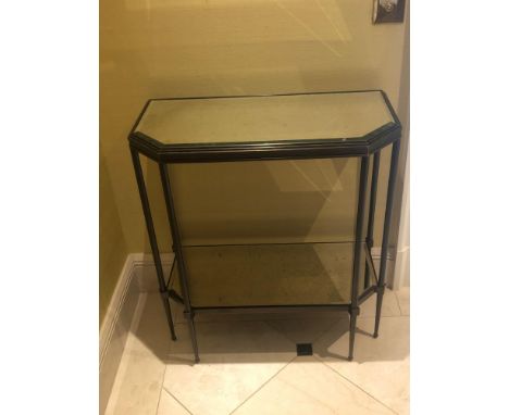 A Two Tier Console Table With Bevelled And Mottled Mirror Tops Mounted On A Bronze Brass Frame 70 x 35 x 76cm (Room 215)