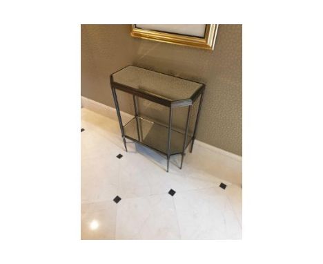 A Two Tier Console Table With Bevelled And Mottled Mirror Tops Mounted On A Dore Bronze Brass Frame 70 x 35 x 76cm ( Room 121