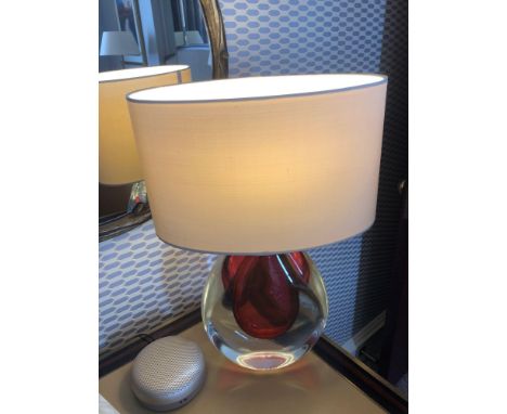 Heathfield And CO Mia Table Lamp Mouth-Blown Glass Features An Intense Drop Of Colour And A Satin Shade 50cm Tall (Room 235)