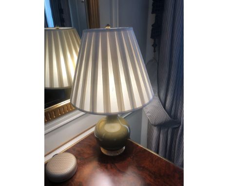 Heathfield And Co Gould Glazed Ceramic Table Lamp Twin Light With Cream Shade 58cm (Room 217/8)