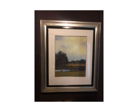 Lithograph Print Park Scene With 5 Figures Framed 80 x 60cm ( Room 121)