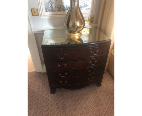 A Pair Four Drawer Mirrored Top Commode Chests Raised By Four Block Feet With A Square Carved Motif And Scrolled Movement Abo
