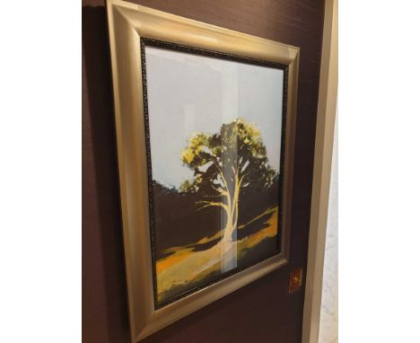 Landscape Lithograph Print Framed Depicting A Tree 62 x 76cm (Room 141)